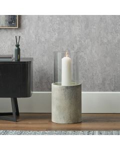 Stone Grey Metal and Clear Glass Hurricane