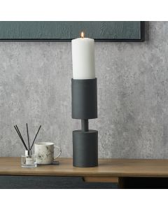 Matt Black Metal Pillar Candle Holder Large