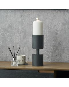Matt Black Metal Pillar Candle Holder 