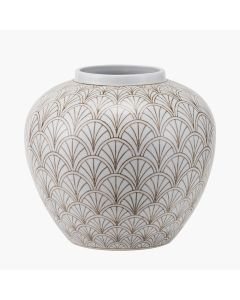 Barbier White Art Deco Fan Ceramic Vase