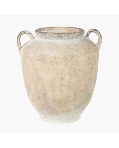 Natural Textured Fibrestone Decorative Vase with Handles