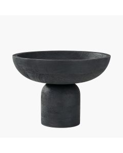 Black Handcarved Mango Wood Bowl with Raised Base