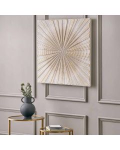 Light Grey and Gold Metal Starburst Wall Art