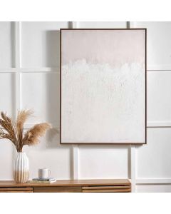 Natural and White Abstract Canvas with Natural Frame Large 