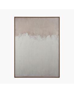 Natural and White Abstract Canvas with Natural Frame Large 