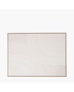 Natural and White Abstract Canvas with Natural Frame