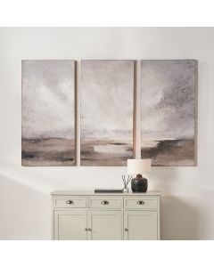 S/3 Grey and Neutrals Abstract Landscape Canvases