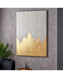 White and Gold Abstract  Frameless Canvas