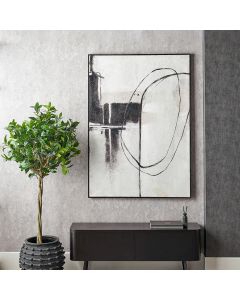 Monochrome Abstract Canvas with Black Frame