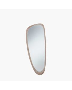 Natural Wood Veneer Teardrop Shaped Wall Mirror