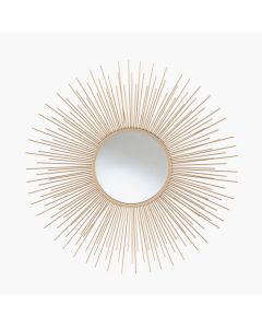 Gold Metal Starburst Design Round Wall Mirror