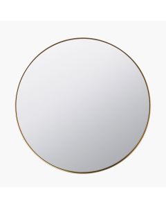 Brushed Gold Metal Slim Frame Round Wall Mirror Medium