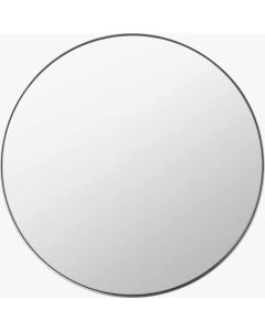 Brushed Silver Metal Slim Frame Round Wall Mirror Medium