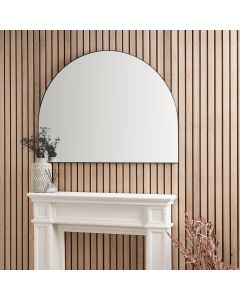 Black Metal Slim Frame Wide Arch Wall Mirror