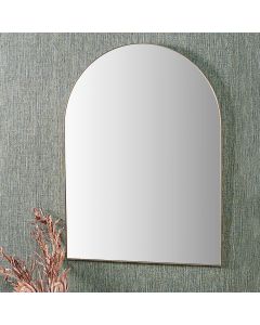 Brushed Gold Metal Slim Frame Tall Arch Wall Mirror