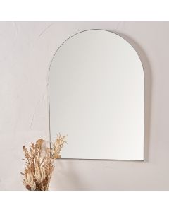 Brushed Silver Metal Slim Frame Tall Arch Wall Mirror