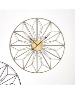Gold Metal Geo Design Round Wall Clock