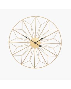 Gold Metal Geo Design Round Wall Clock