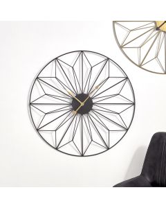 Black Metal Geo Design Round Wall Clock