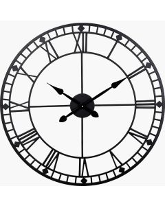 Black Metal Round Wall Clock Large