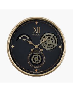 Black and Champagne Metal Working Cog Wall Clock