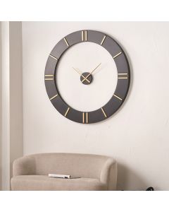 Black and Gold 2 Piece Open Wall Clock