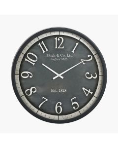 Black Wood Effect Black Faced Round Wall Clock