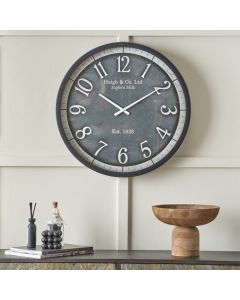 Black Wood Effect Black Faced Round Wall Clock