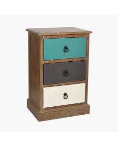 Loft Blue Multicoloured Pine Wood 3 Drawer Unit