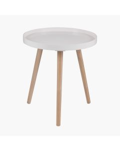 Halston Blush Wood Veneer and Natural Pine Wood Side Table