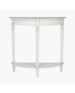 Heritage Elizabeth White Pine Wood Half Moon Console Table