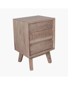 Kalmar Sand Wash Acacia Wood 3 Drawer Bedside Unit