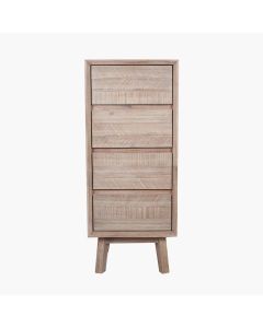 Kalmar Sand Wash Acacia Wood 4 Drawer Tall Boy