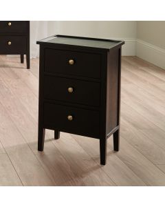 Chelmsford Satin Black Pine Wood 3 Drawer Unit