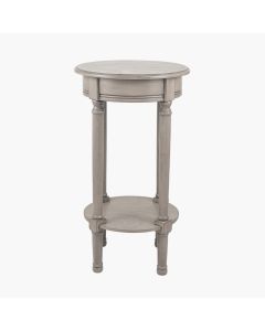 Heritage Taupe Pine Wood Round Accent Table