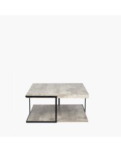 Jersey Concrete Effect Wood Veneer and Black Metal Coffee Table