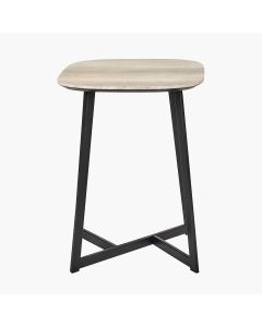 Ukiah Grey Oak Veneer and Black Metal Side Table