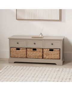 Devonshire Putty Pine Wood 3 Drawer 3 Basket Unit