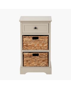 Devonshire Putty Pine Wood 1 Drawer 2 Basket Unit