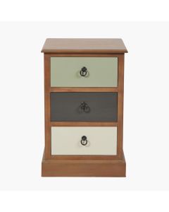 Loft Sage Multicoloured Pine Wood 3 Drawer Unit