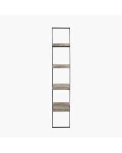 Jersey Concrete Effect Wood Veneer and Black Metal 4 Shelf Ladder Unit