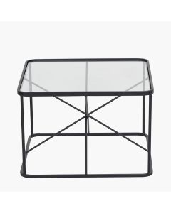 Roxy Glass and Black Metal Coffee Table