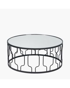 Caprisse Mirrored Glass and Graphite Metal Coffee Table