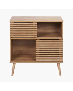 Larvik Natural Eucalyptus Wood 2 Door 2 Shelf Unit