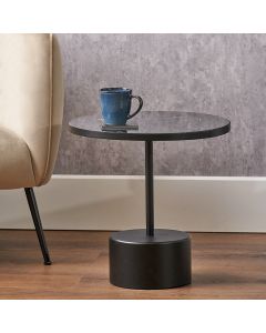 Enzo Black Marble and Black Metal Cylinder Base Coffee Table
