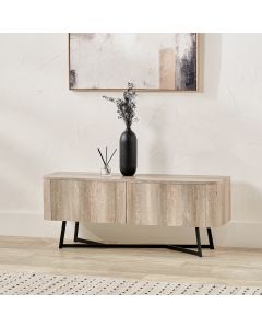 Ukiah Grey Oak Veneer and Black Metal 2 Door Low Unit