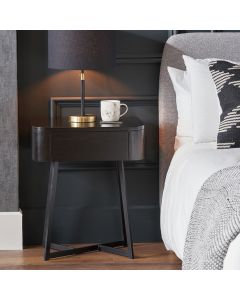 Ukiah Black Ash Veneer and Black Metal 1 Drawer Unit