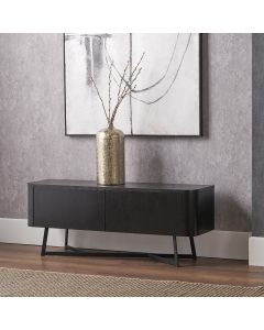 Ukiah Black Ash Veneer and Black Metal 2 Door Low Unit