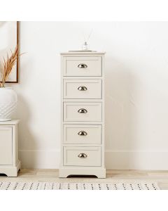 Croft Linen Pine Wood 5 Drawer Tall Unit