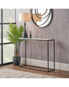 Kalani White Marble and Black Metal Rectangular Console Table